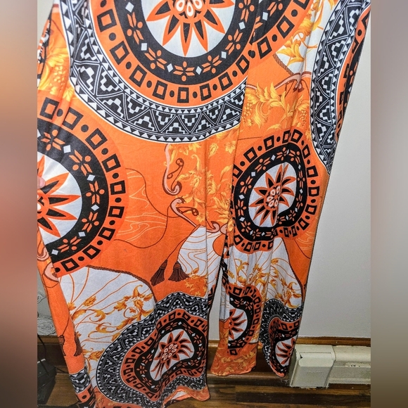 Orange and Black Plus Size Patterned Jumpsuit - 3X/18 - Picture 6 of 7